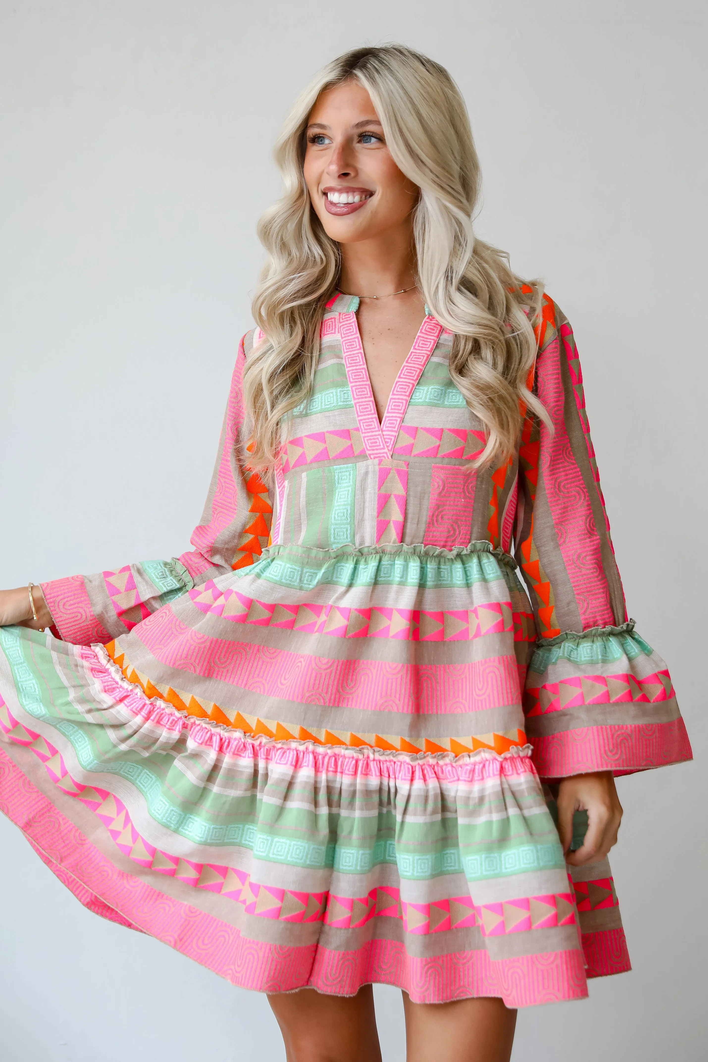 FINAL SALE - Inspiring Always Multi Aztec Print Mini Dress