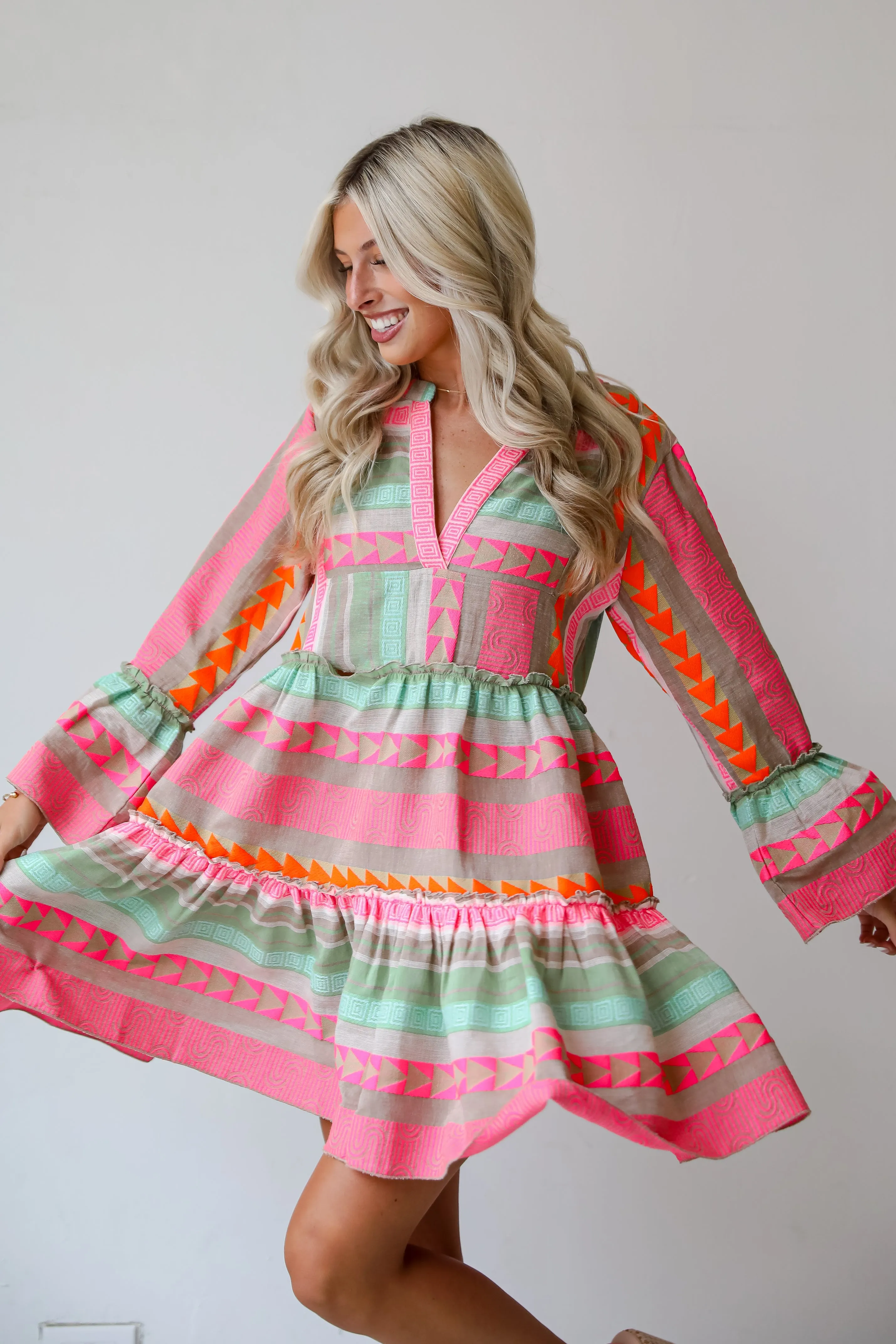 FINAL SALE - Inspiring Always Multi Aztec Print Mini Dress