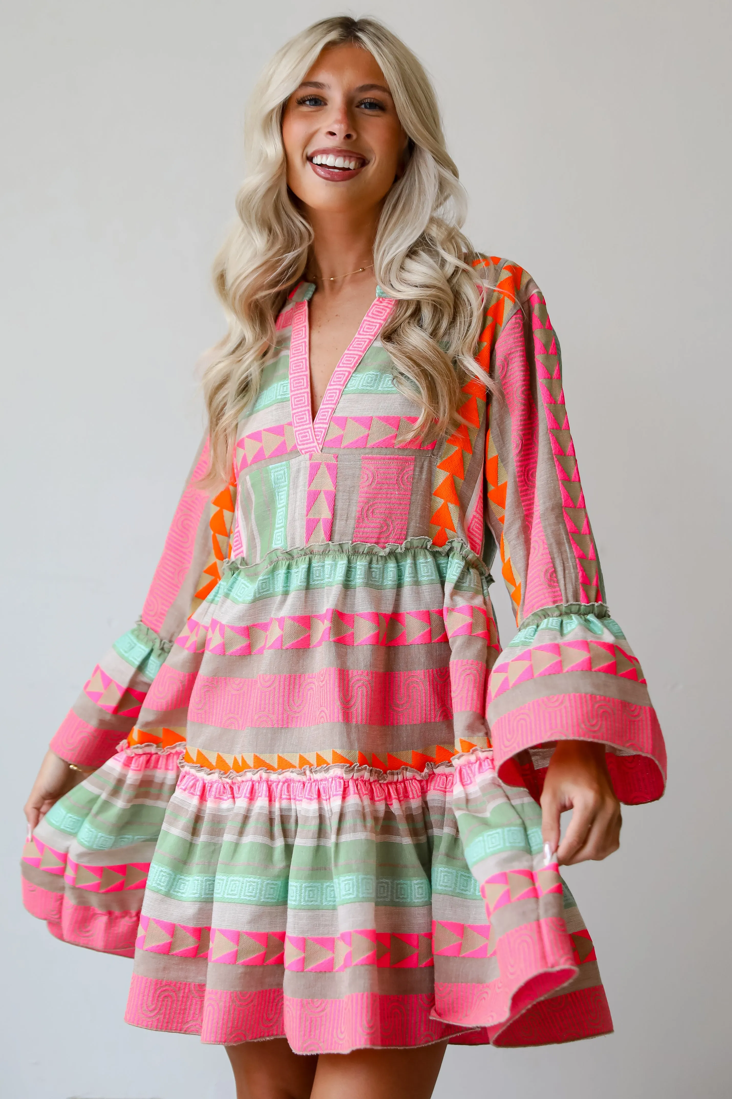 FINAL SALE - Inspiring Always Multi Aztec Print Mini Dress