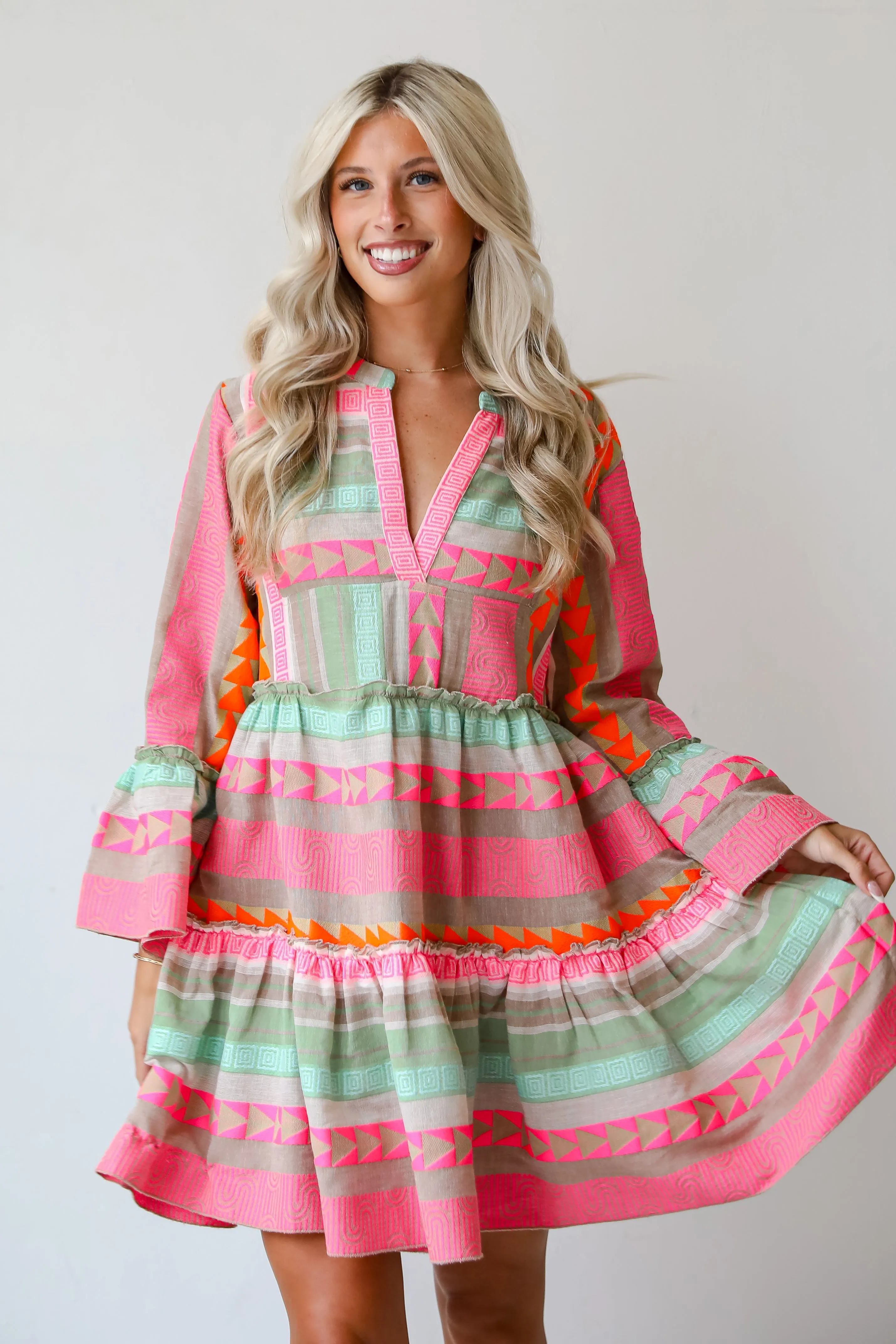 FINAL SALE - Inspiring Always Multi Aztec Print Mini Dress