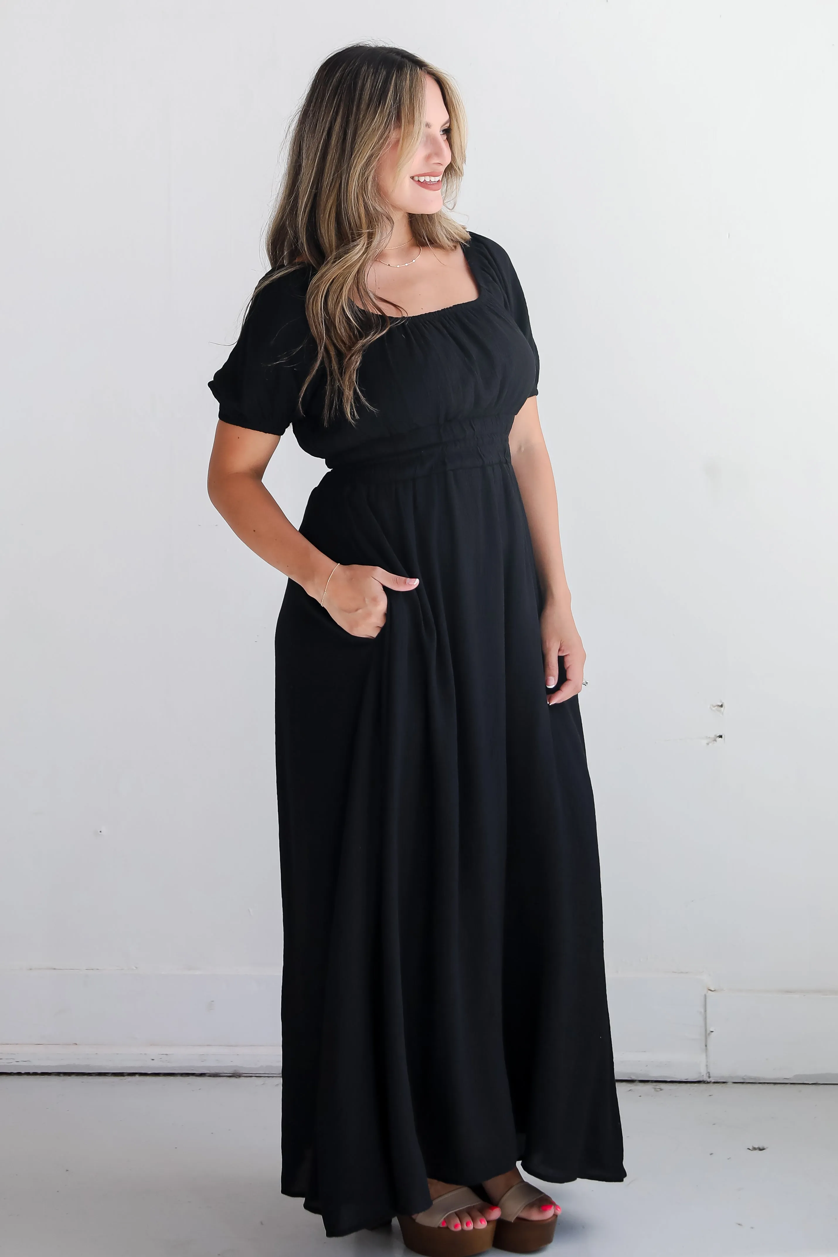 FINAL SALE - Instinctually Flirty Black Maxi Dress