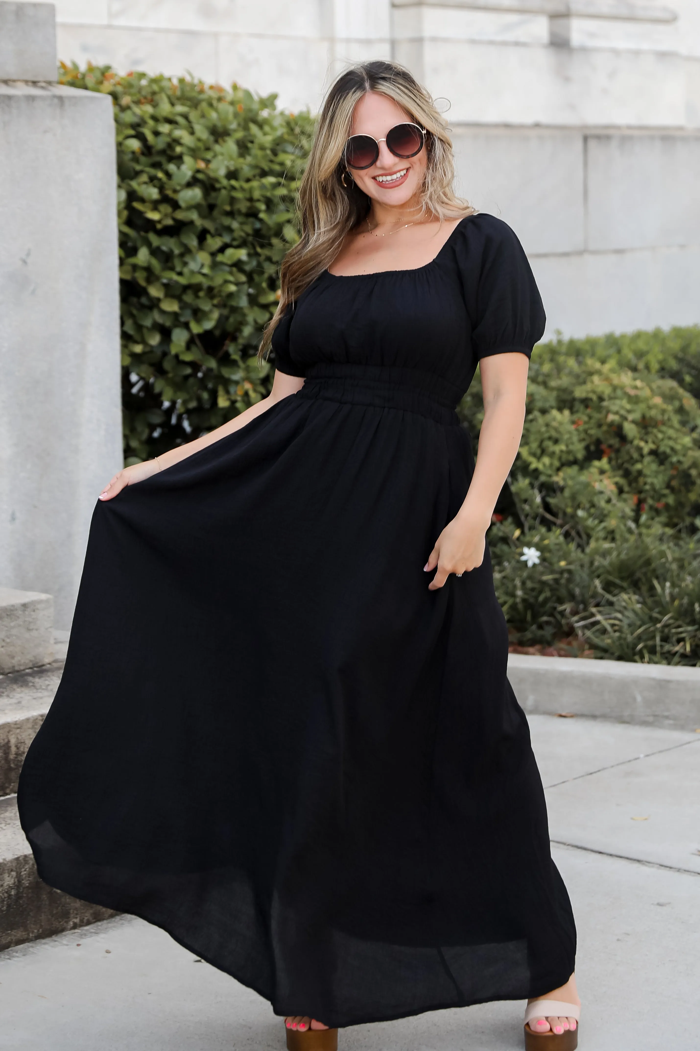 FINAL SALE - Instinctually Flirty Black Maxi Dress