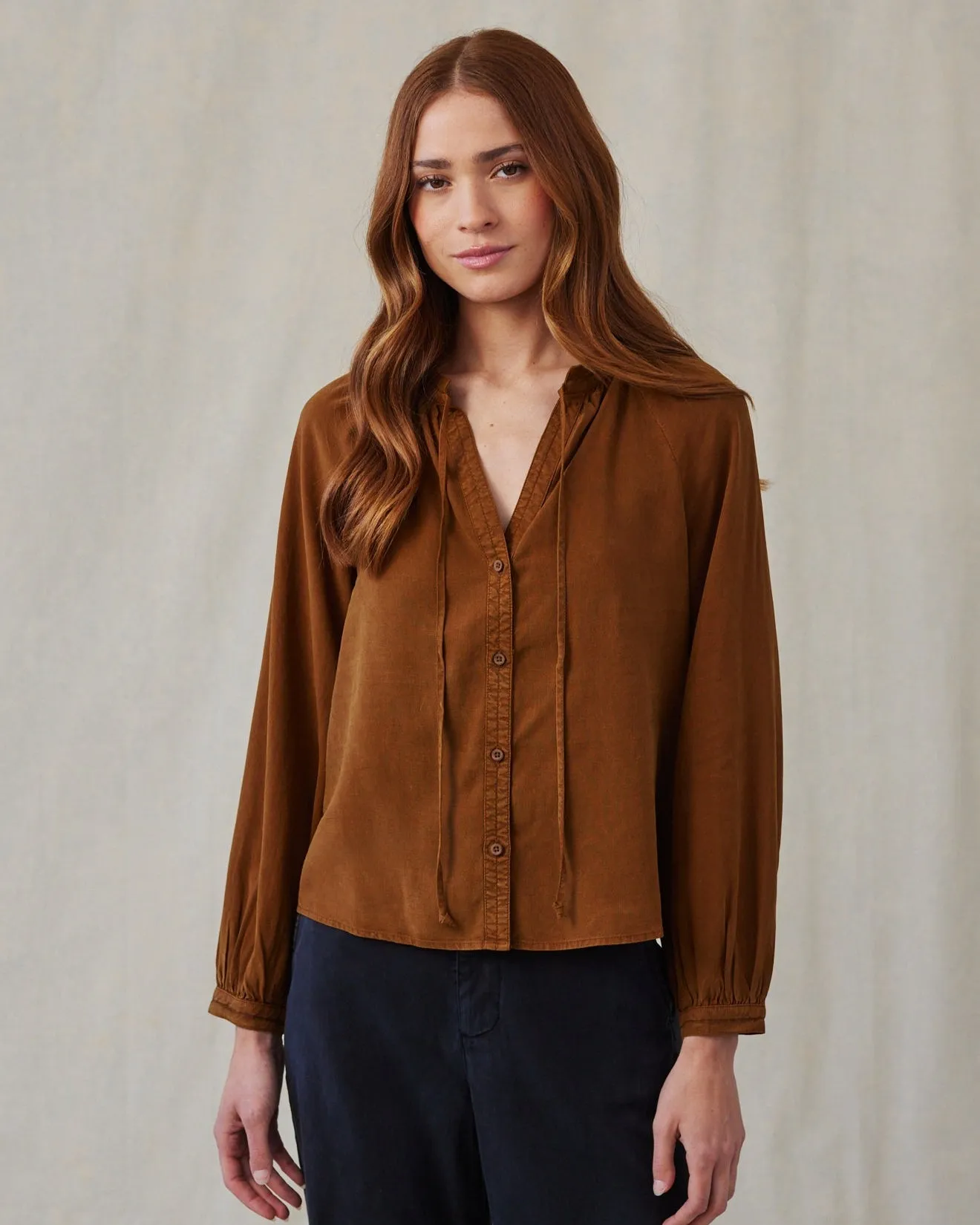 Full Sleeve Raglan Button Down - Twilight Gold