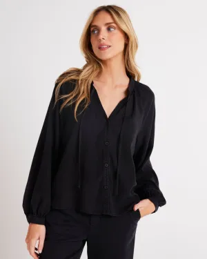 Full Sleeve Raglan Button Down - Vintage Black