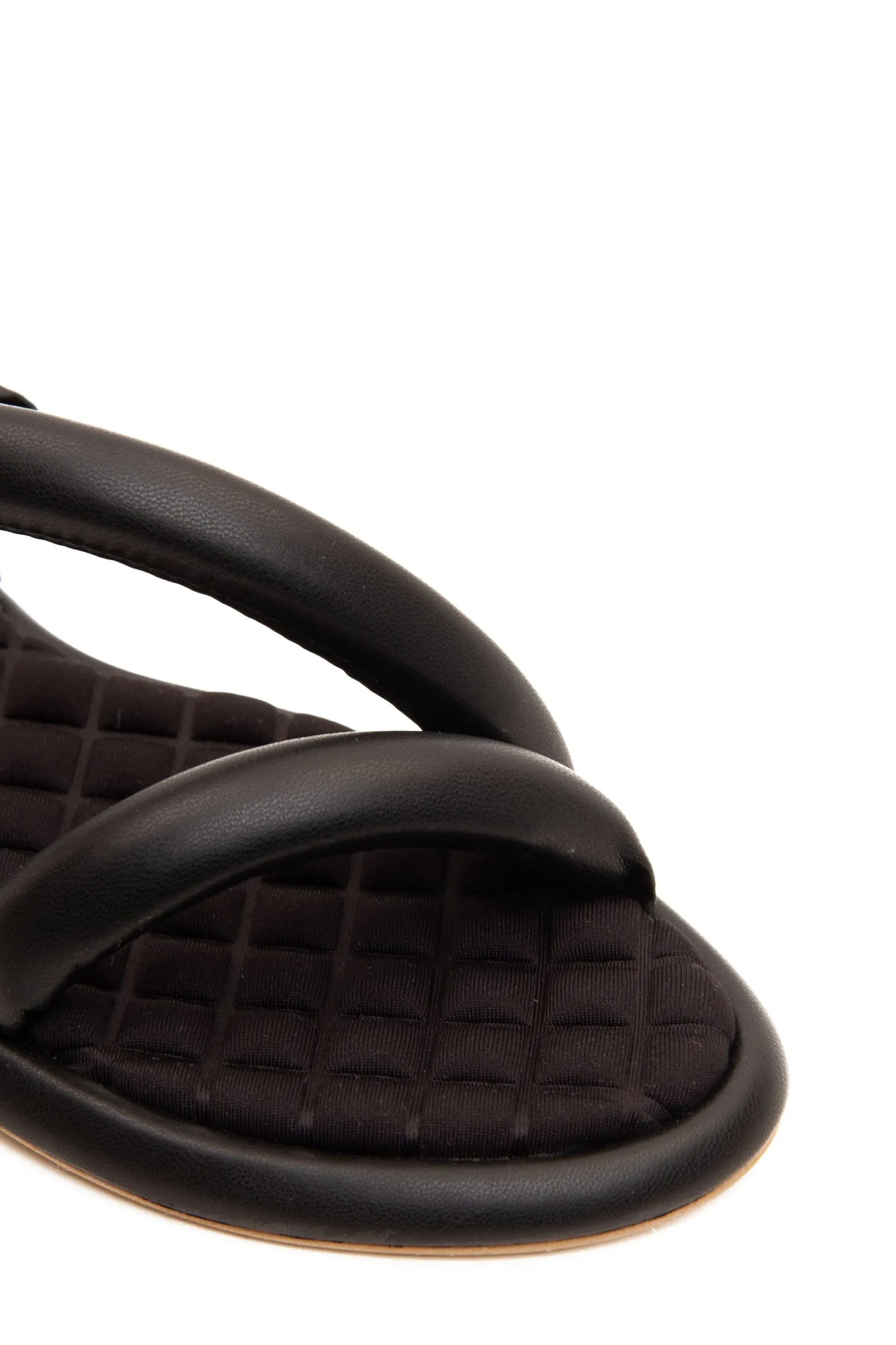 Gina Vegan Leather Chunky Flat Sandals | Black