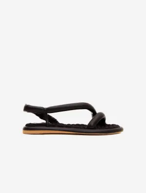 Gina Vegan Leather Chunky Flat Sandals | Black