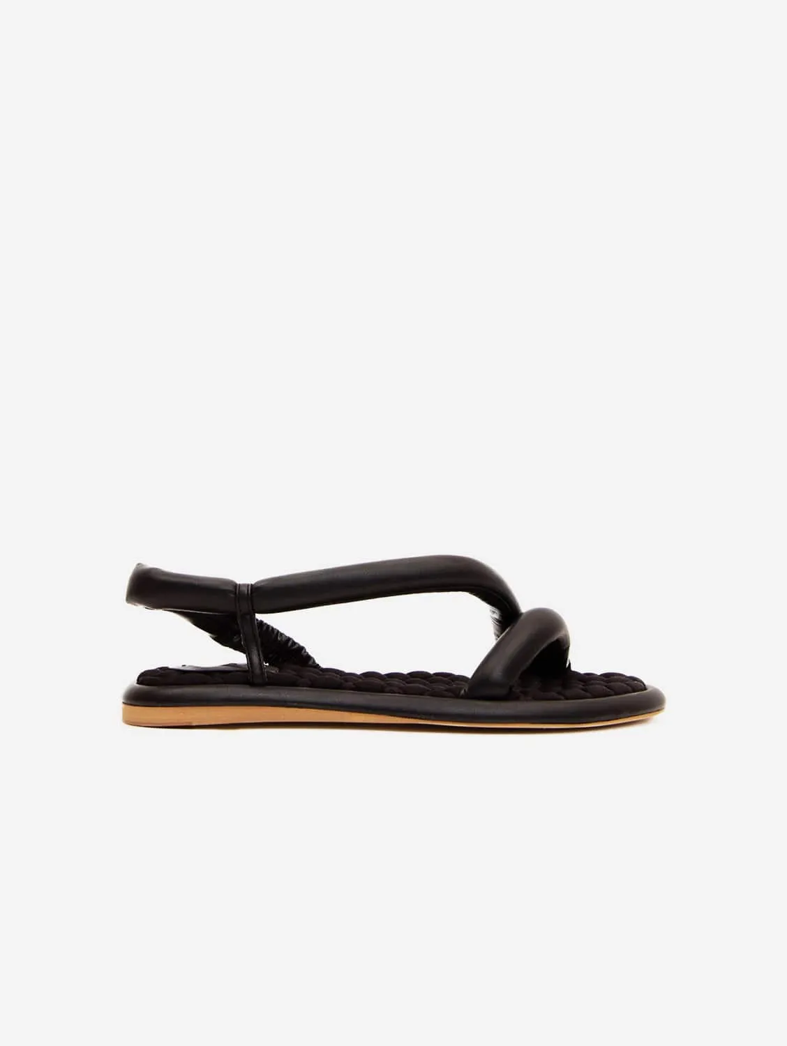 Gina Vegan Leather Chunky Flat Sandals | Black