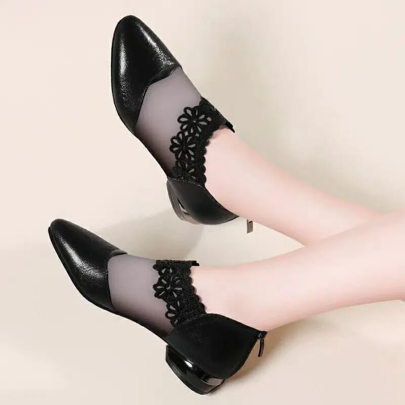 Heels Shoes 2cm Low Heel Casual Ladies Footwear