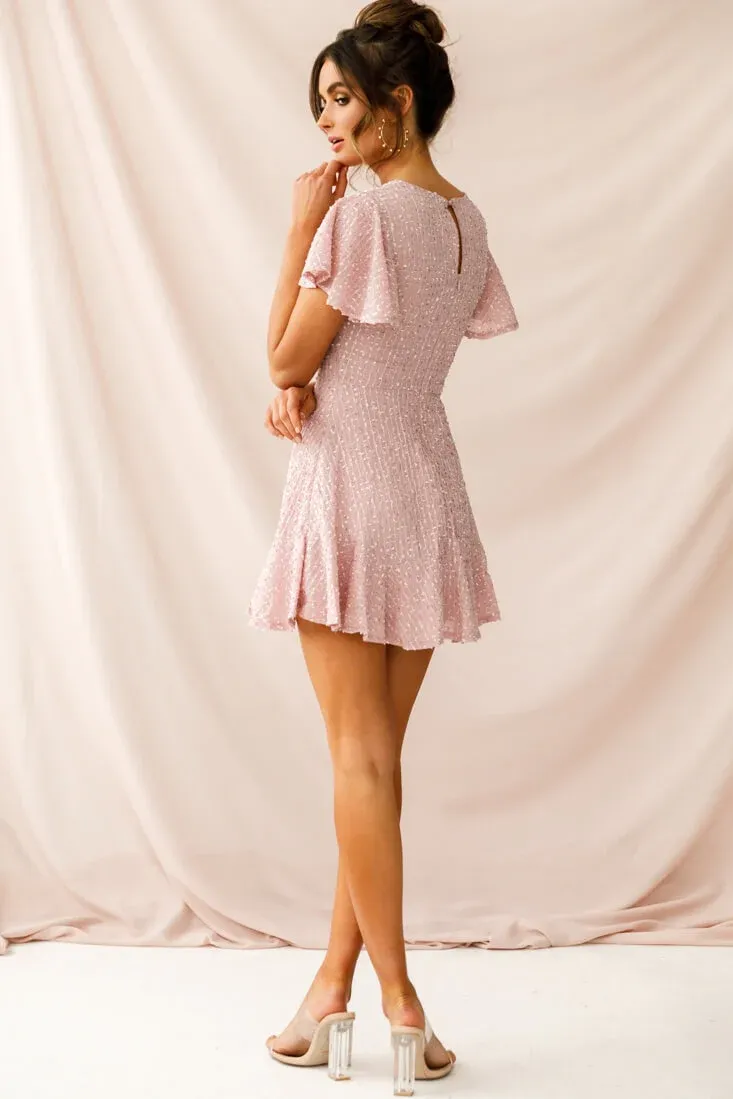 Isabelle Angel Sleeve Empire Dress Blush