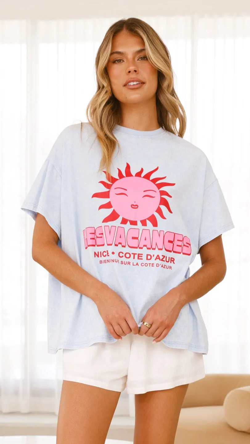 Les Vacances Tee - Blue Acid Wash