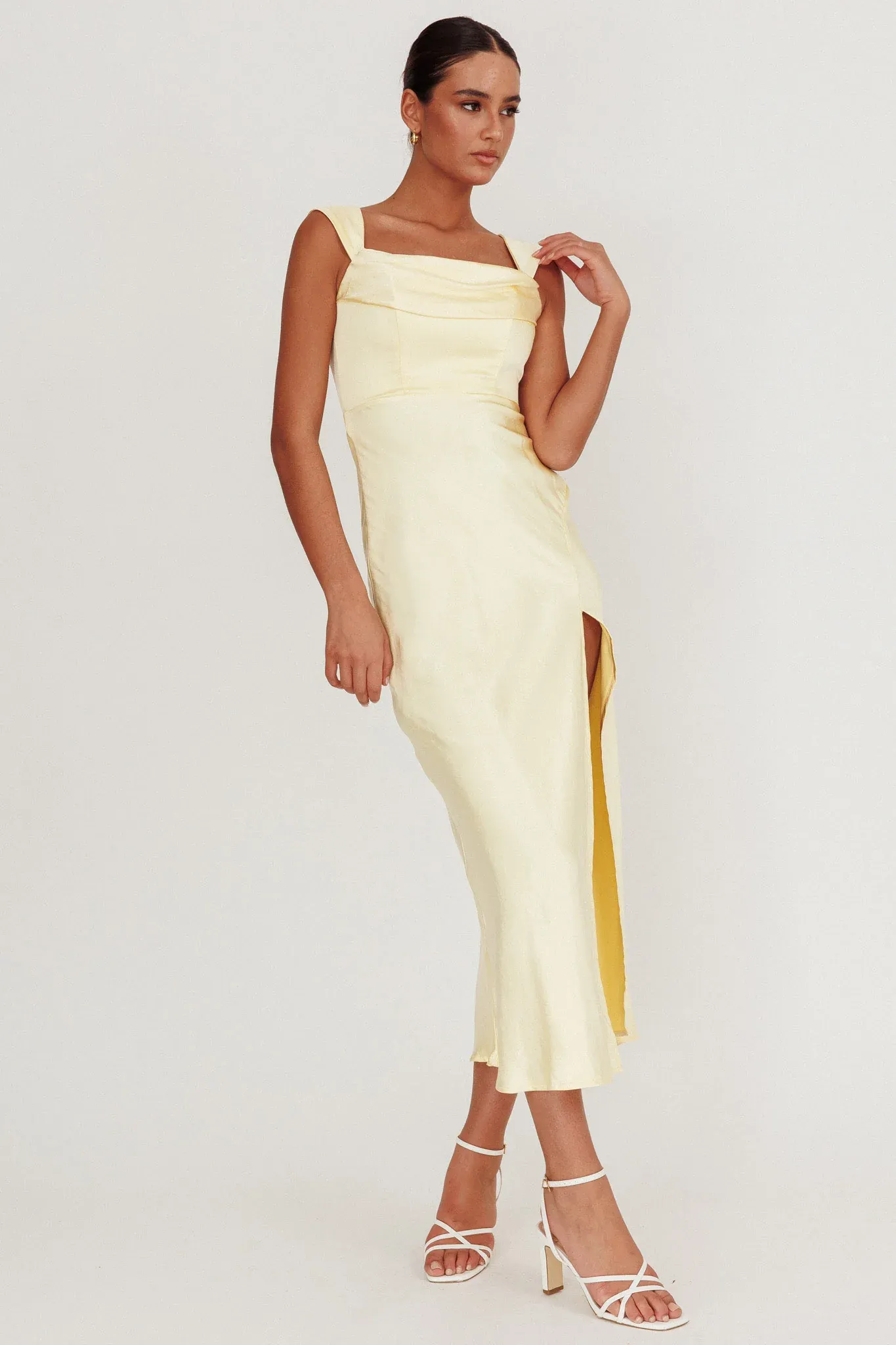 Lucinda Off-Shoulder V-Back Dress Butter