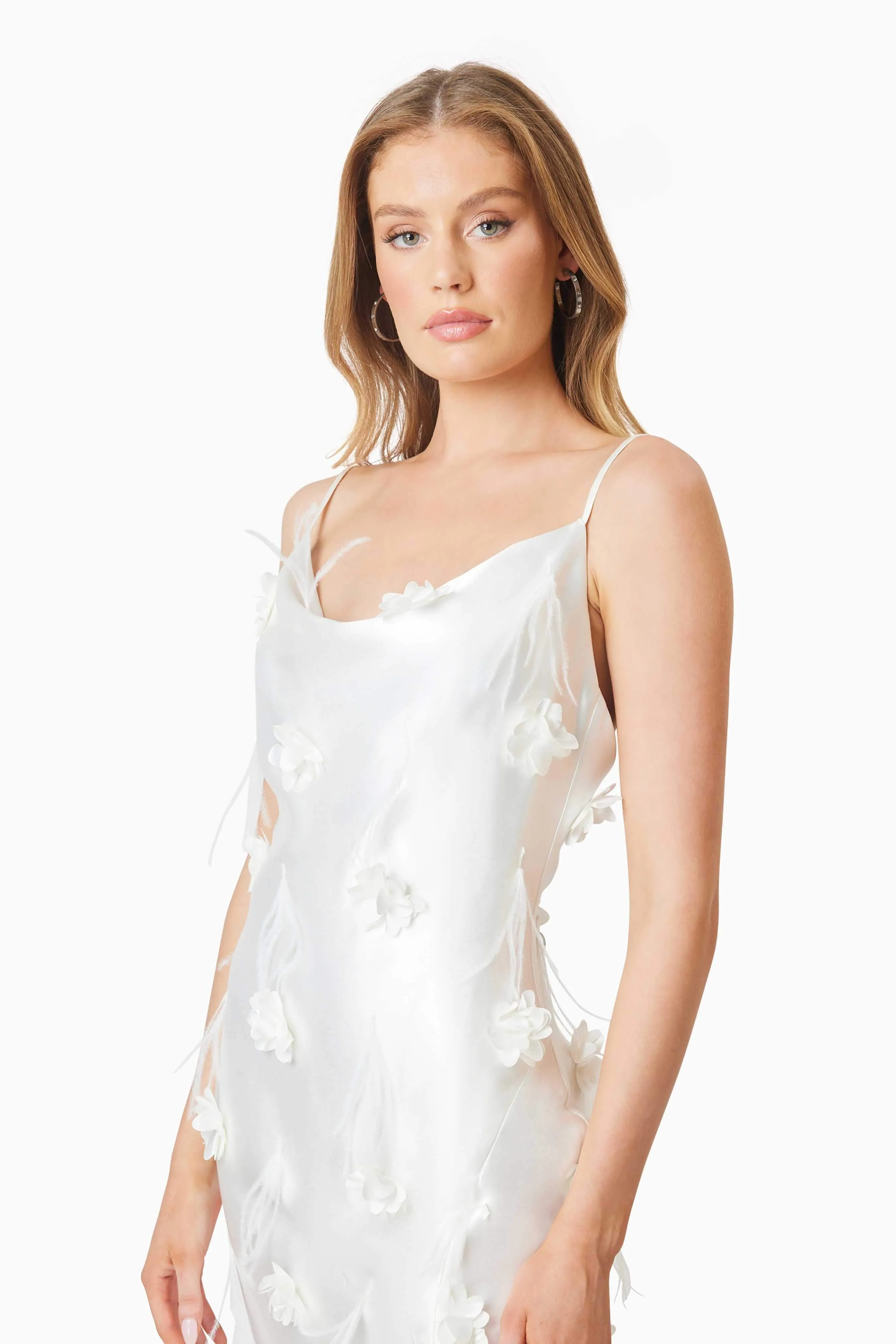 Lunaria Satin Maxi Dress In White