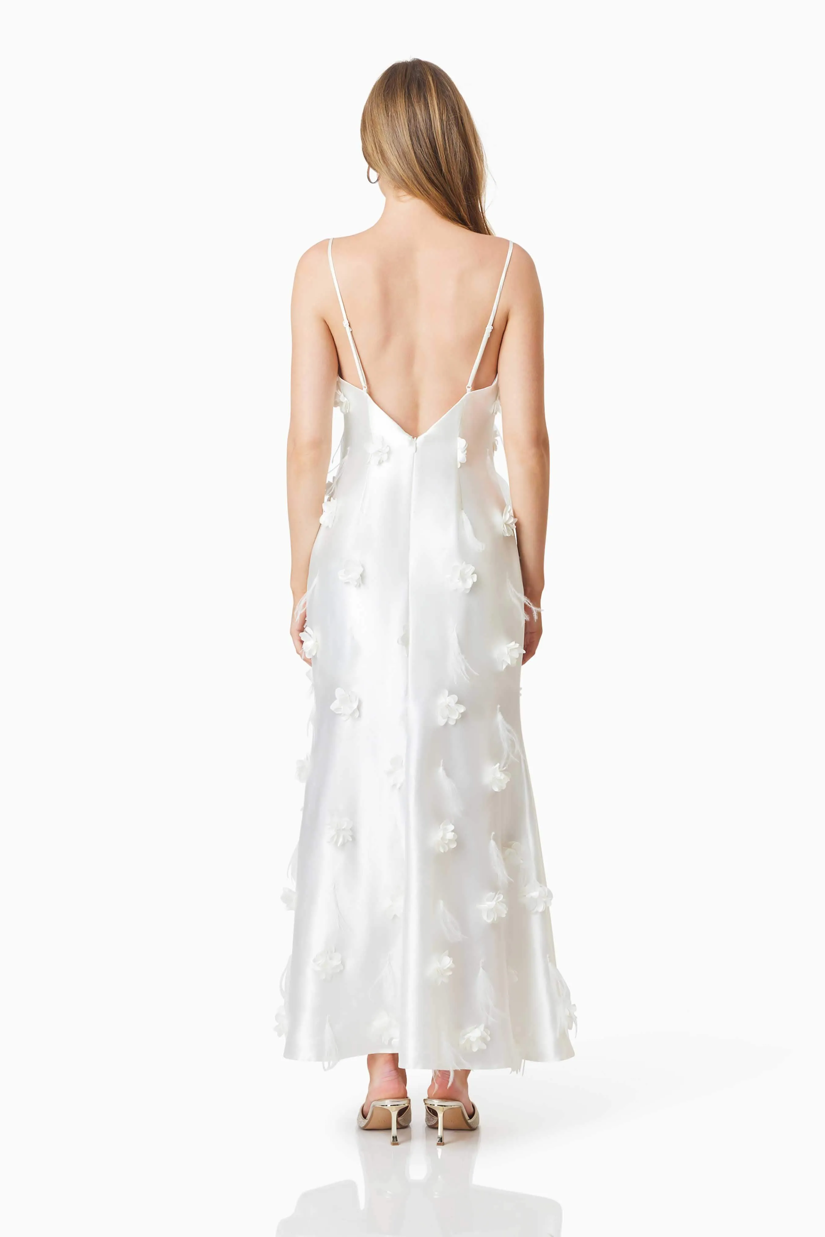 Lunaria Satin Maxi Dress In White