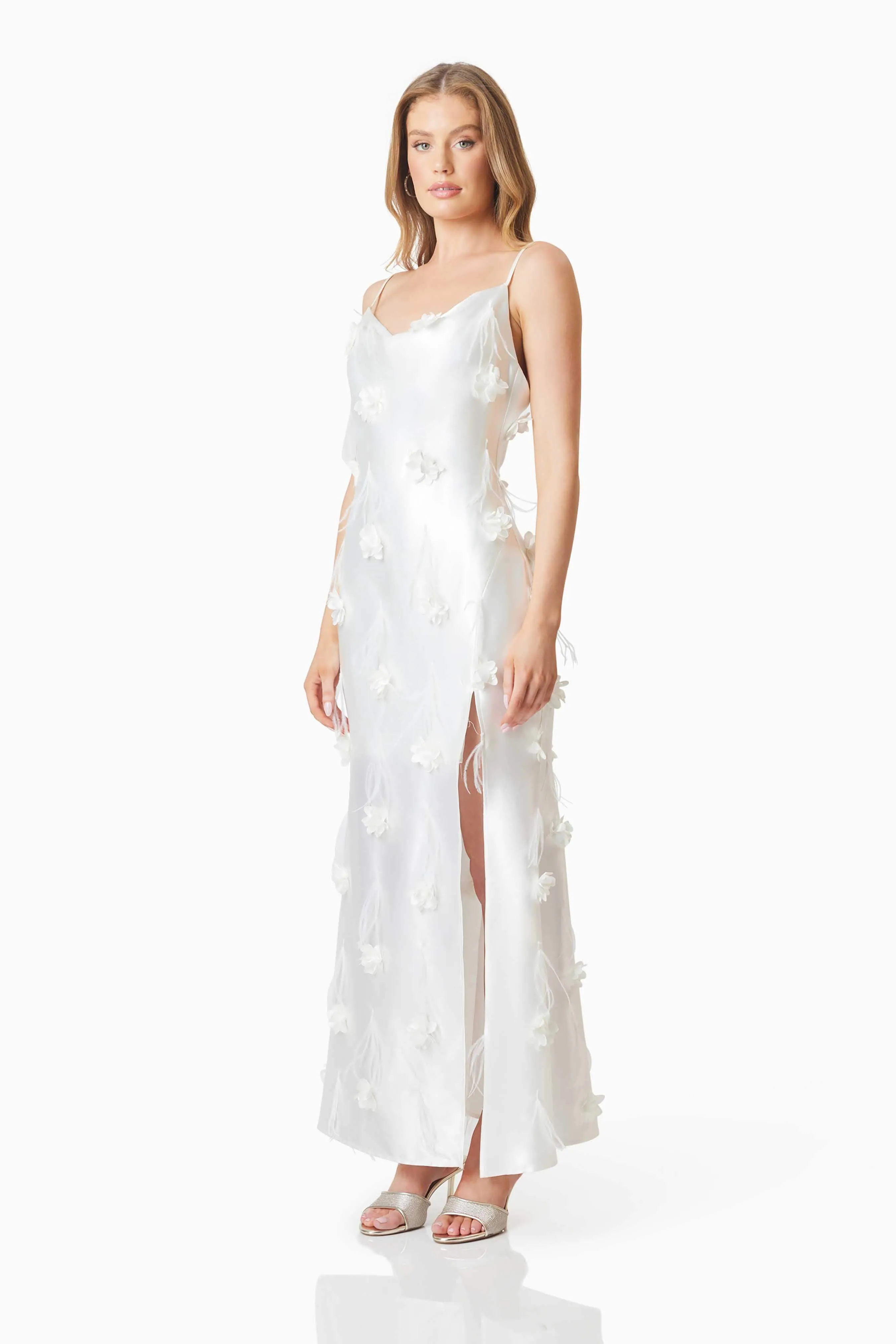 Lunaria Satin Maxi Dress In White