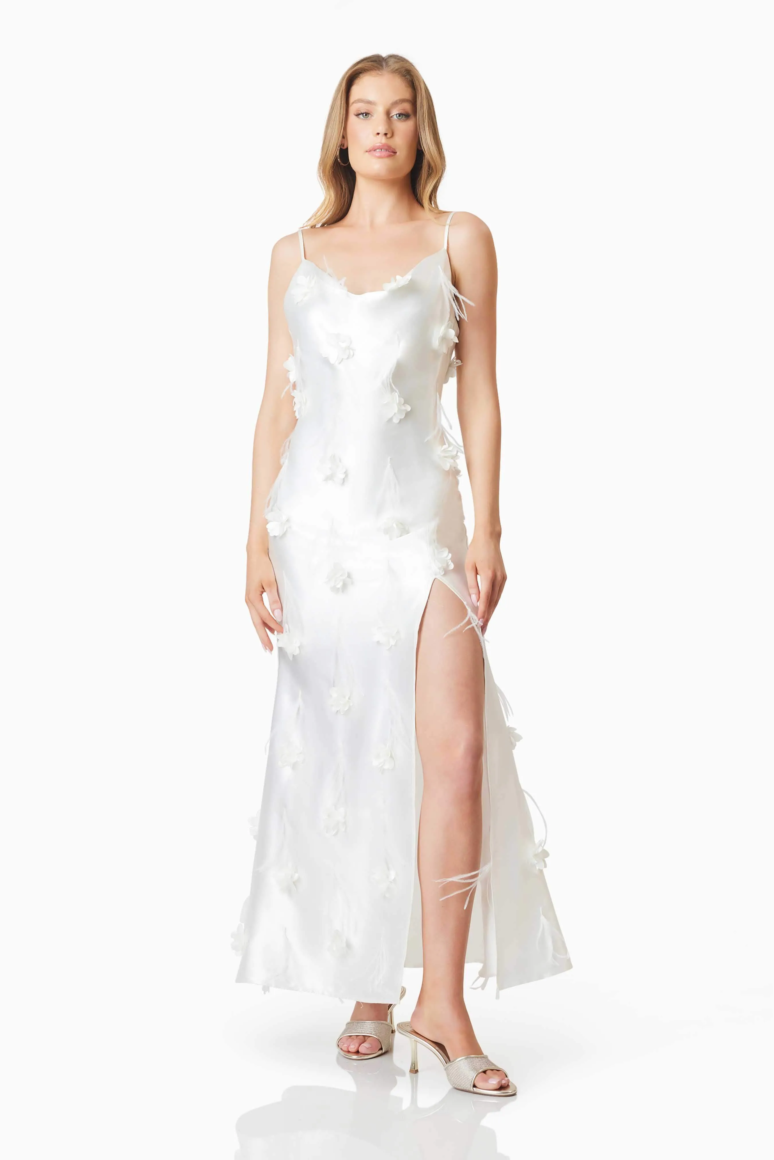 Lunaria Satin Maxi Dress In White