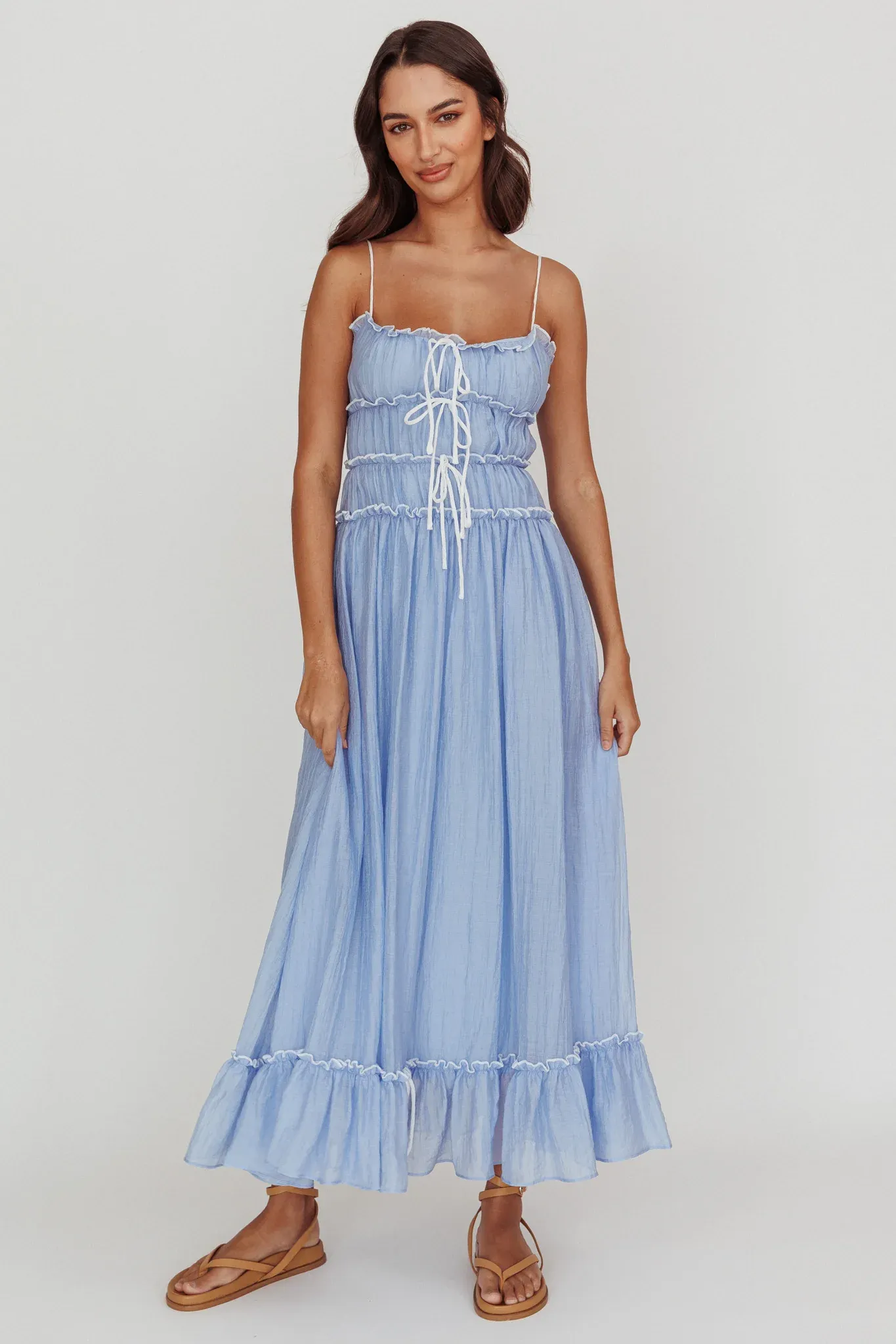 Maidens Tie Accent Maxi Dress Cloud Blue