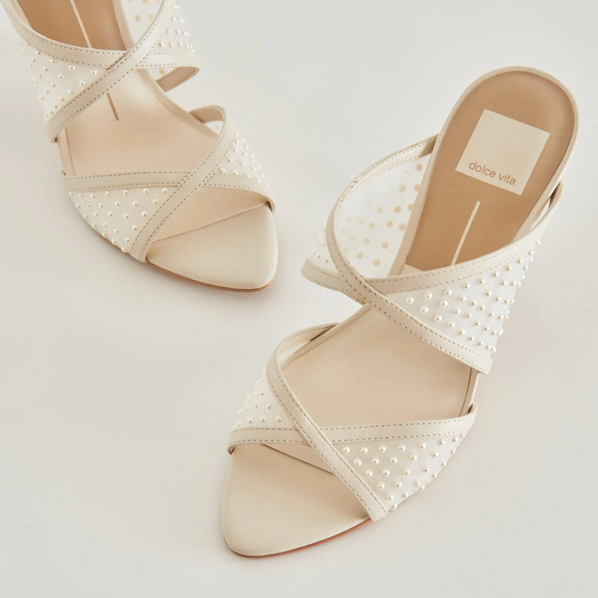 MANDEL PEARL HEELS IVORY MESH