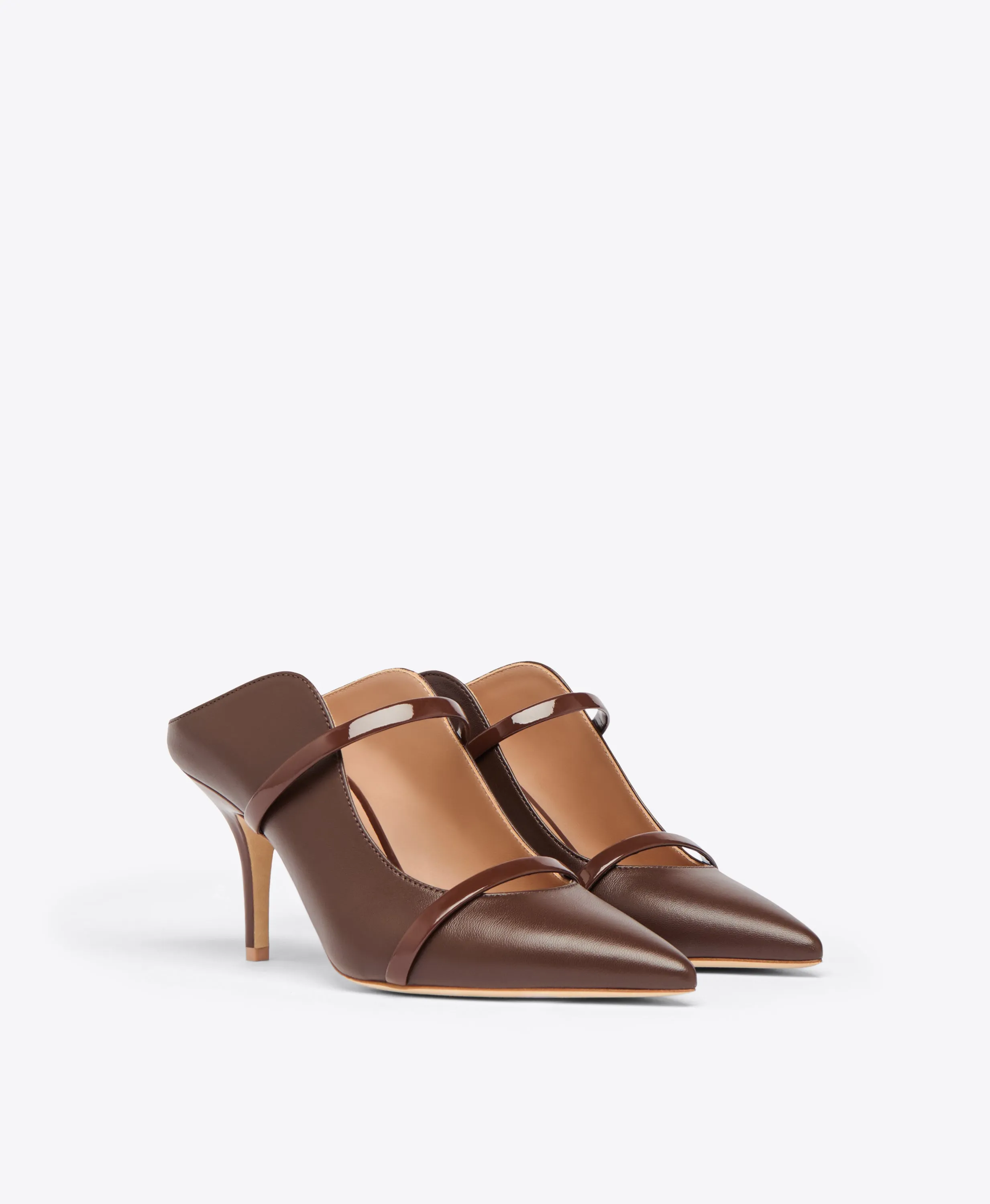 Maureen 70 Dark Brown Leather Heeled Mules