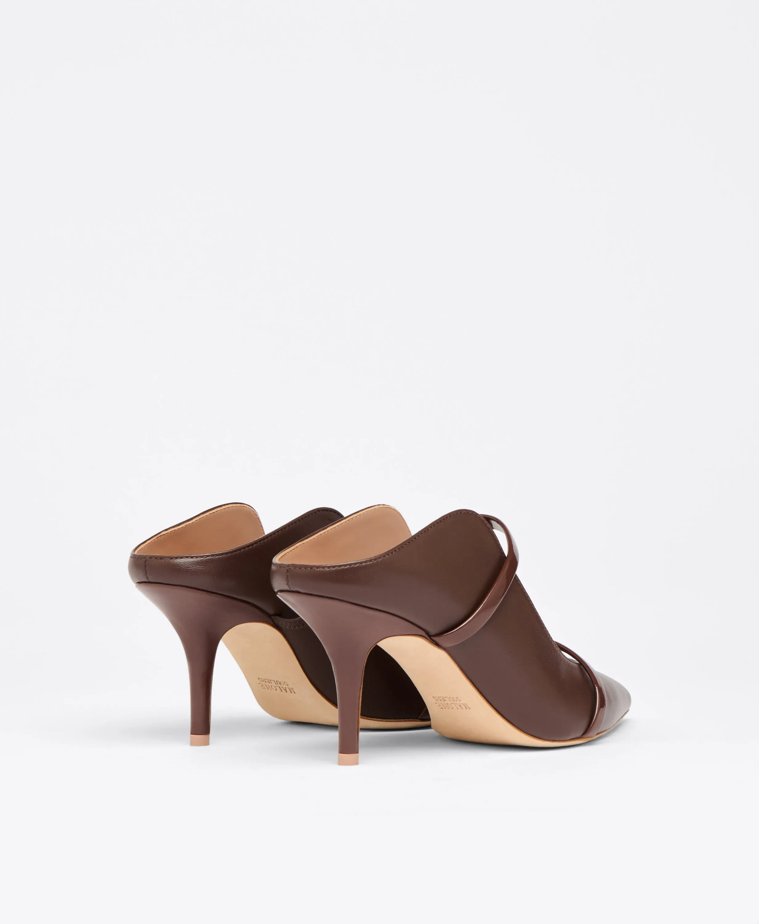 Maureen 70 Dark Brown Leather Heeled Mules