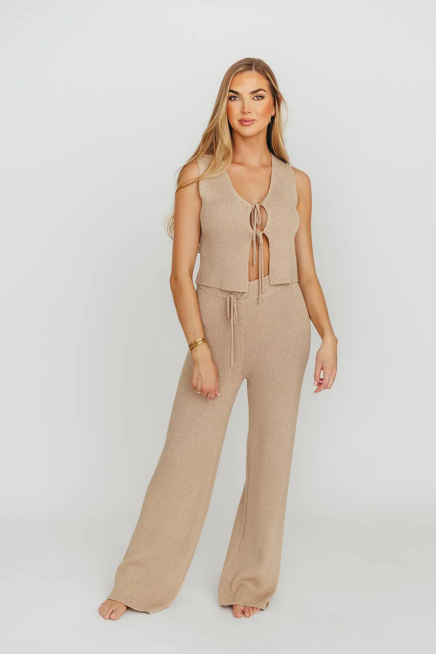 Maya Knit Vest and Pant Set in Mocha