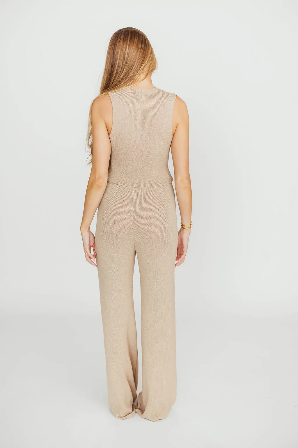 Maya Knit Vest and Pant Set in Mocha
