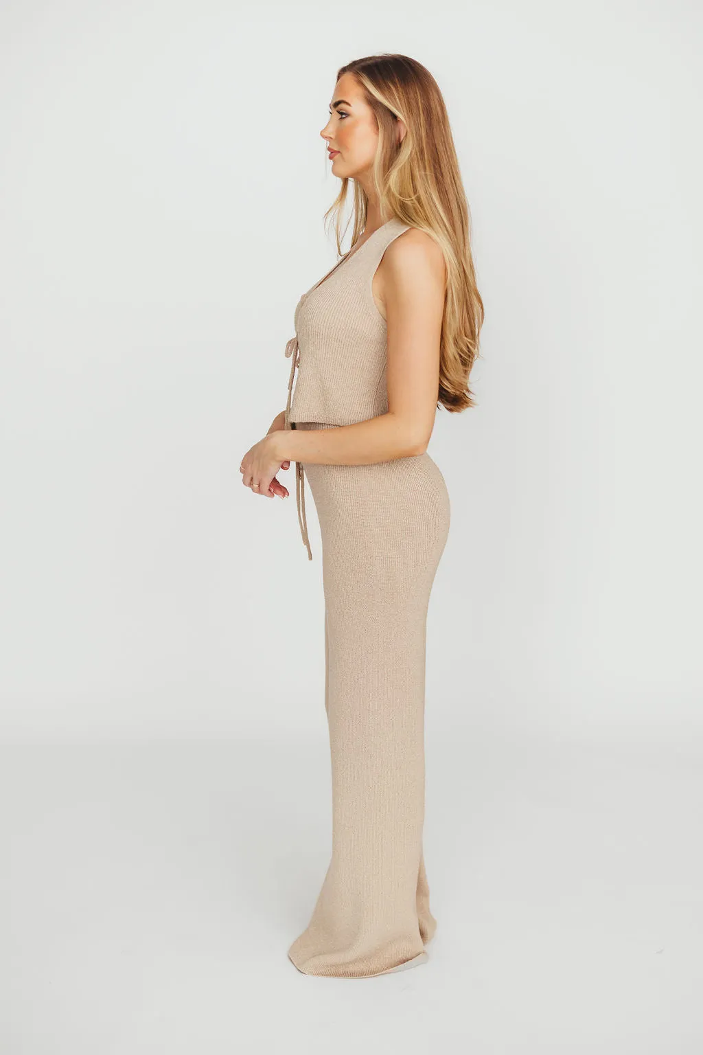 Maya Knit Vest and Pant Set in Mocha