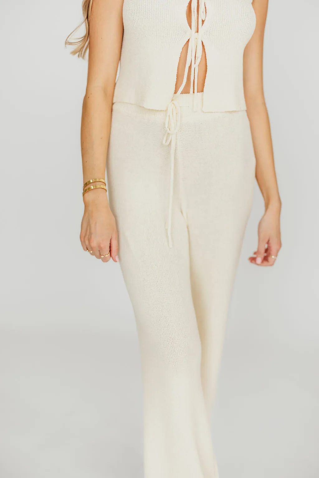 Maya Knit Vest and Pant Set in Natural