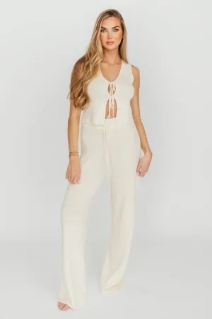 Maya Knit Vest and Pant Set in Natural