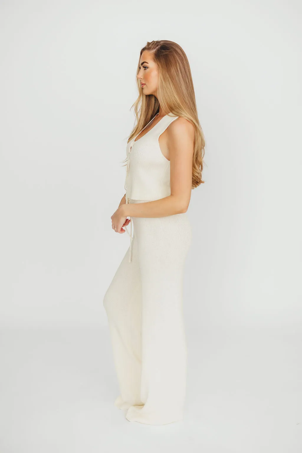 Maya Knit Vest and Pant Set in Natural