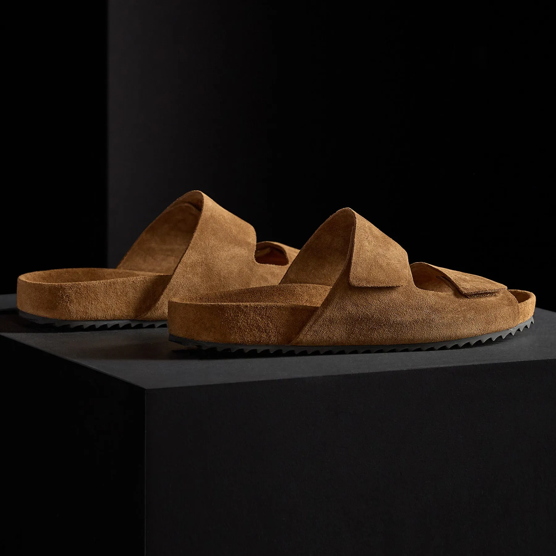 Men's Double Strap Suede Slide - Tobacco