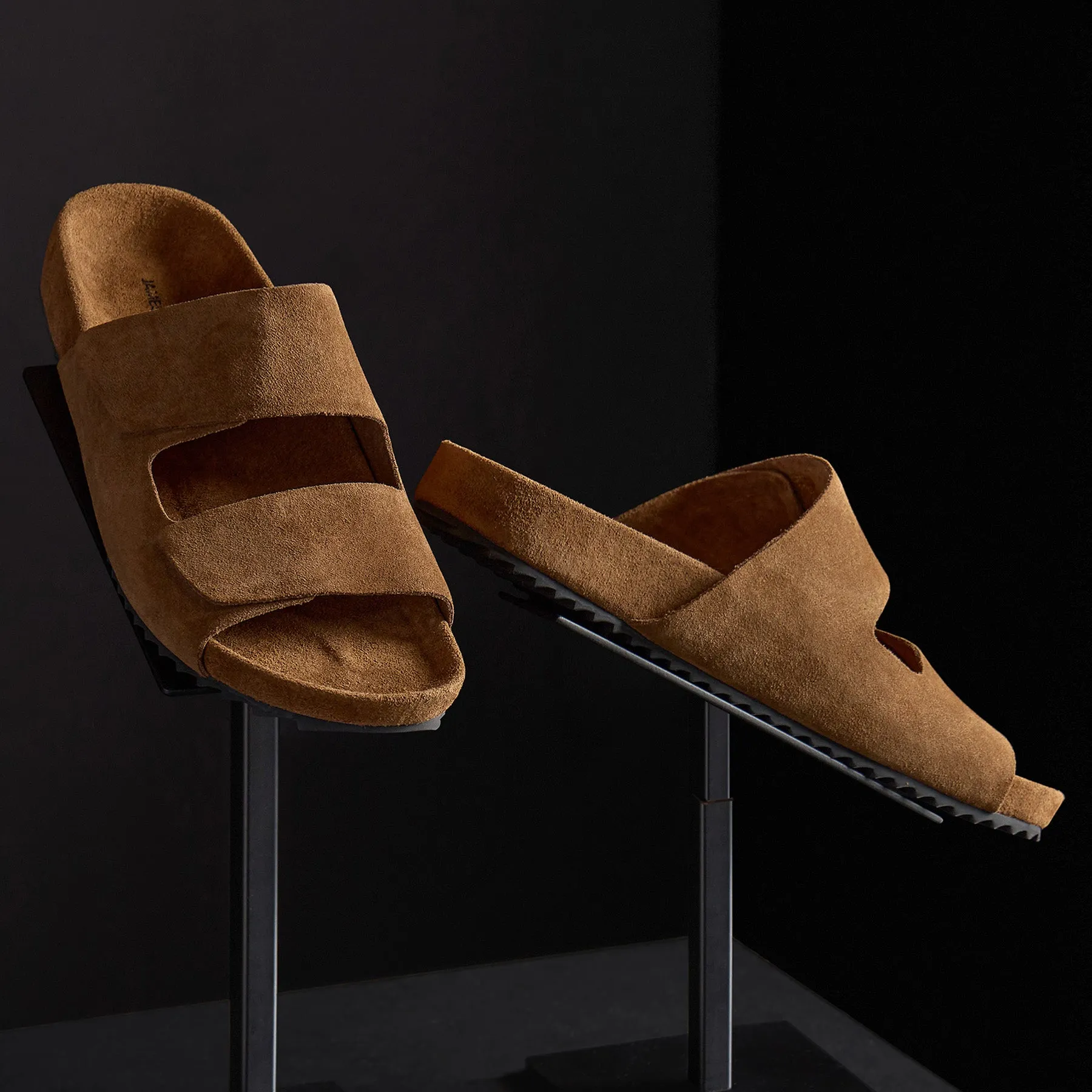 Men's Double Strap Suede Slide - Tobacco