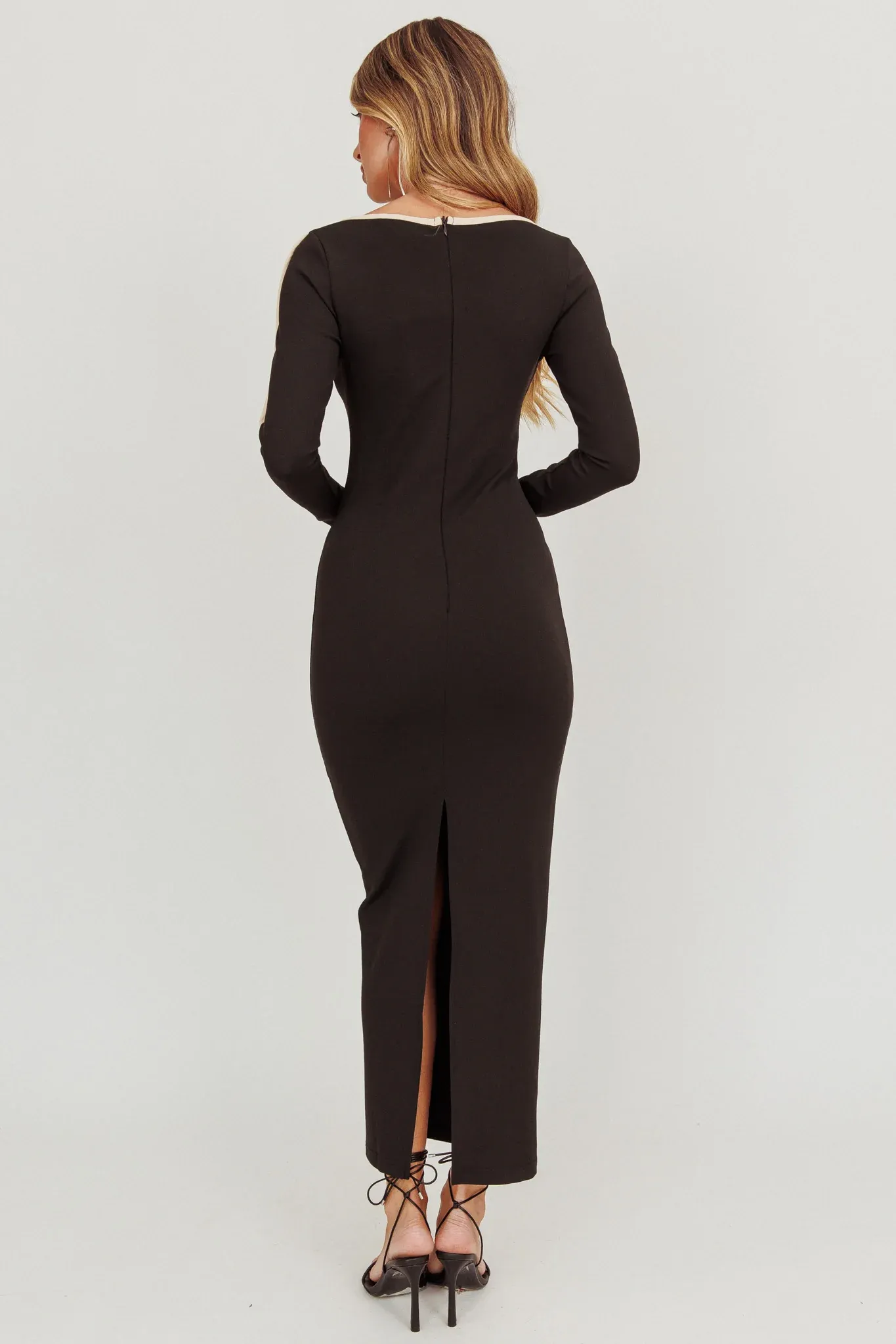 Moonglade Long Sleeve Bodycon Maxi Dress Black