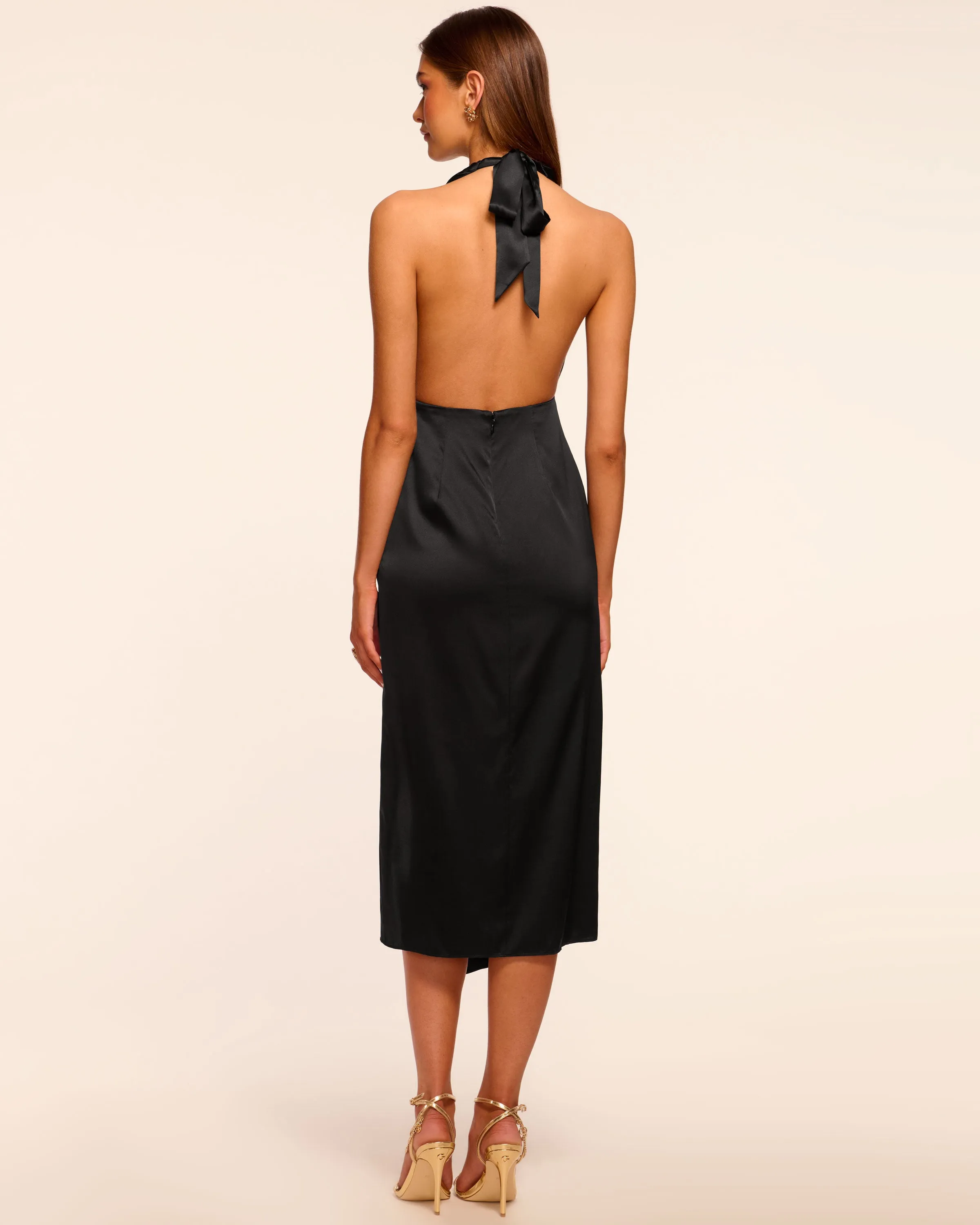 Nan Silk Plunging Midi Dress