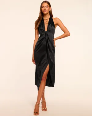 Nan Silk Plunging Midi Dress