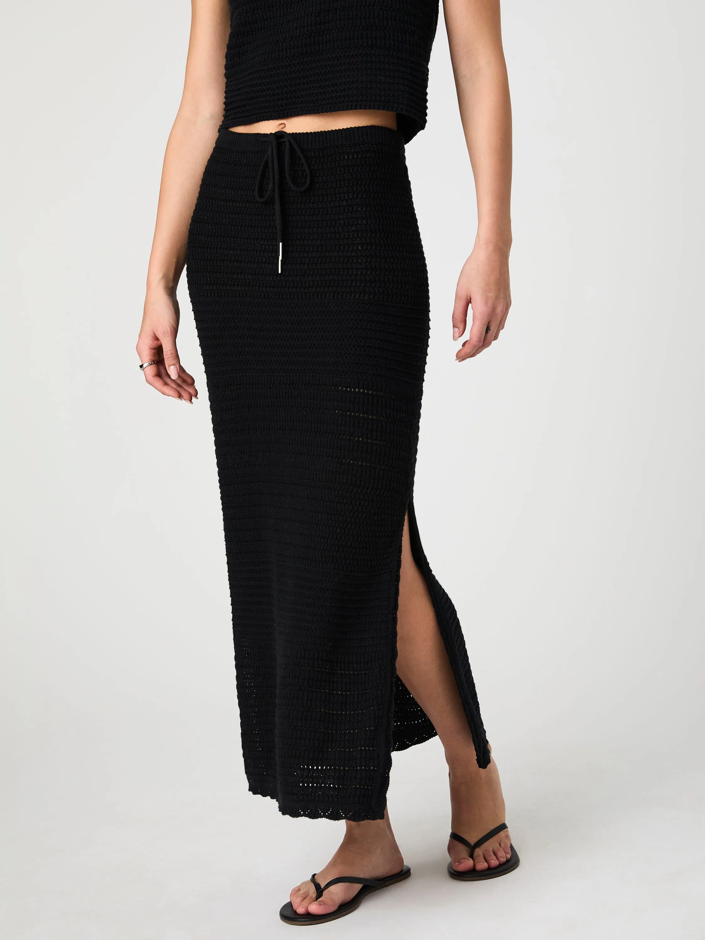Nellis Cotton Crochet Side Slit Skirt