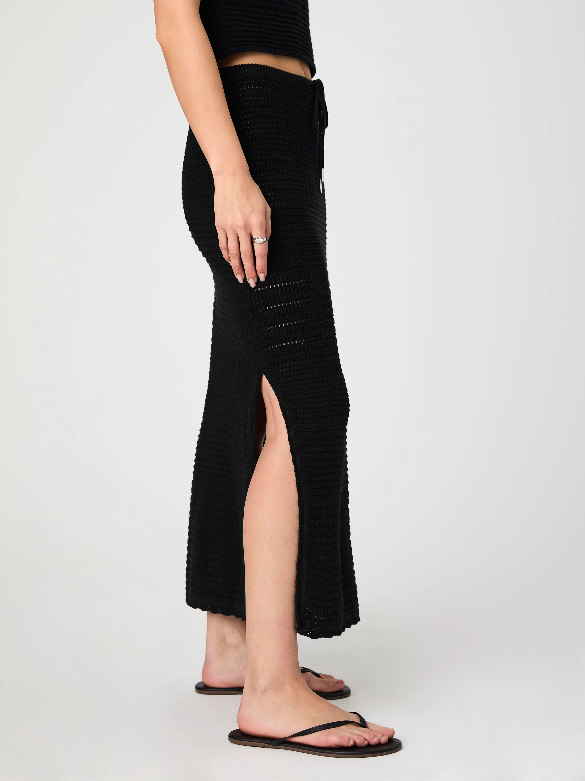 Nellis Cotton Crochet Side Slit Skirt
