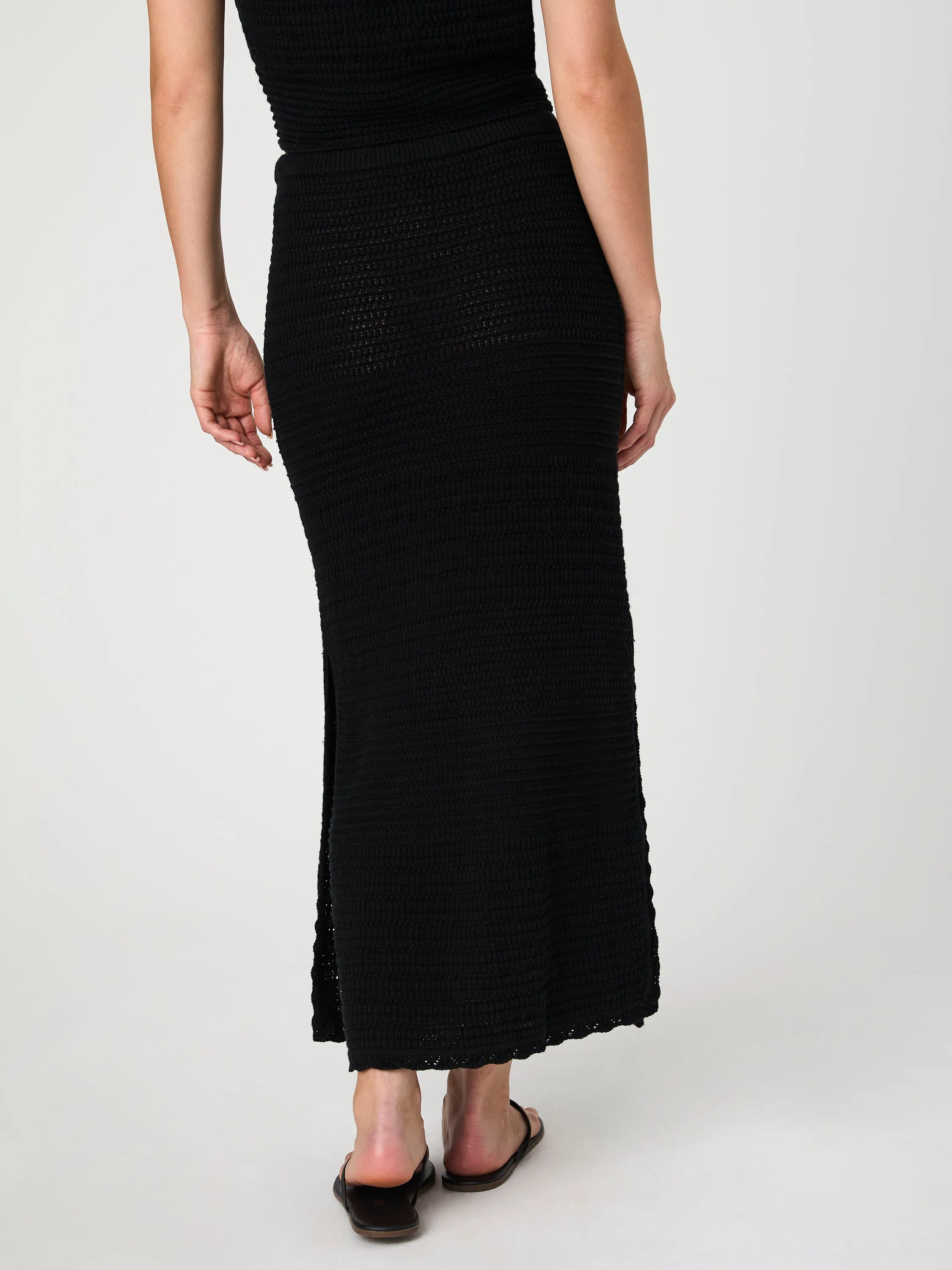Nellis Cotton Crochet Side Slit Skirt
