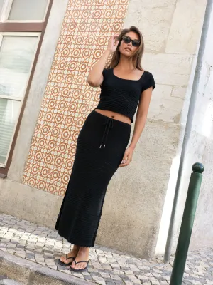 Nellis Cotton Crochet Side Slit Skirt