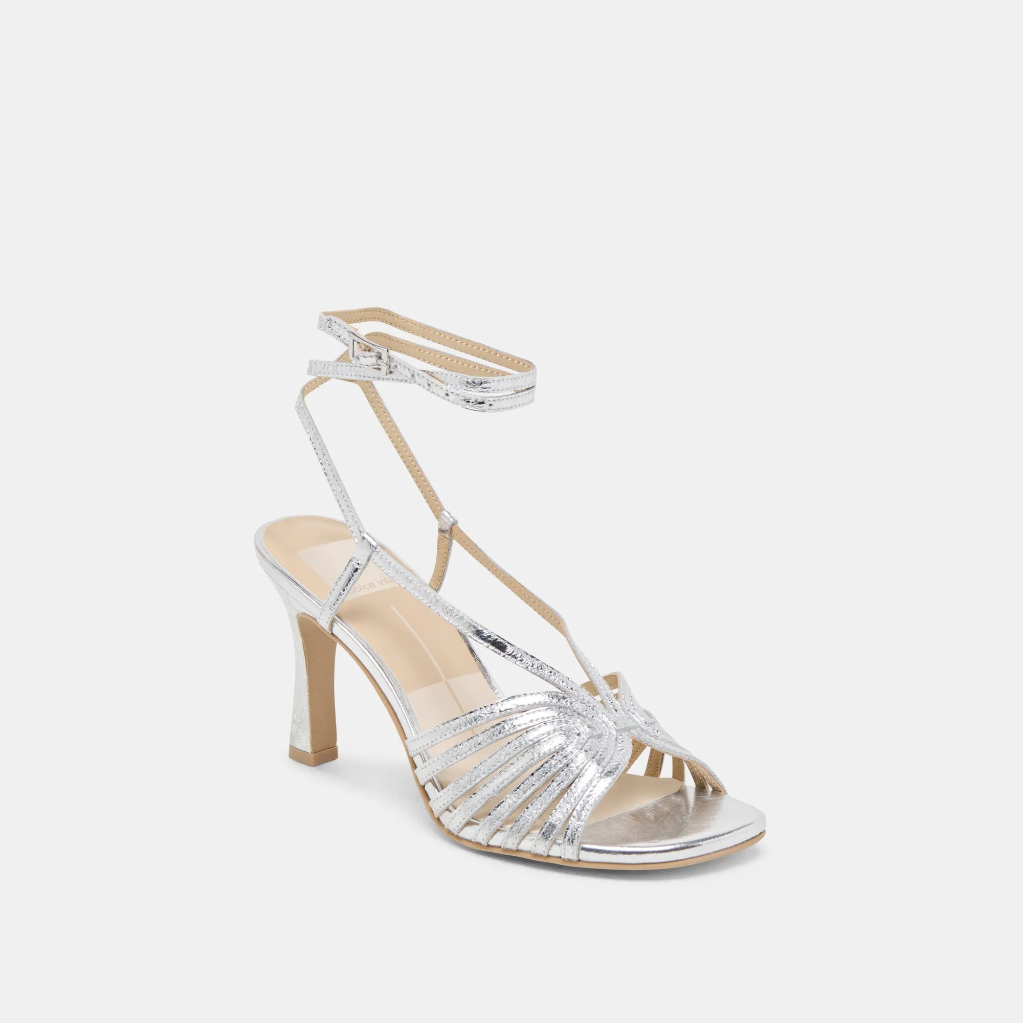 NIVANA HEELS SILVER DISTRESSED LEATHER