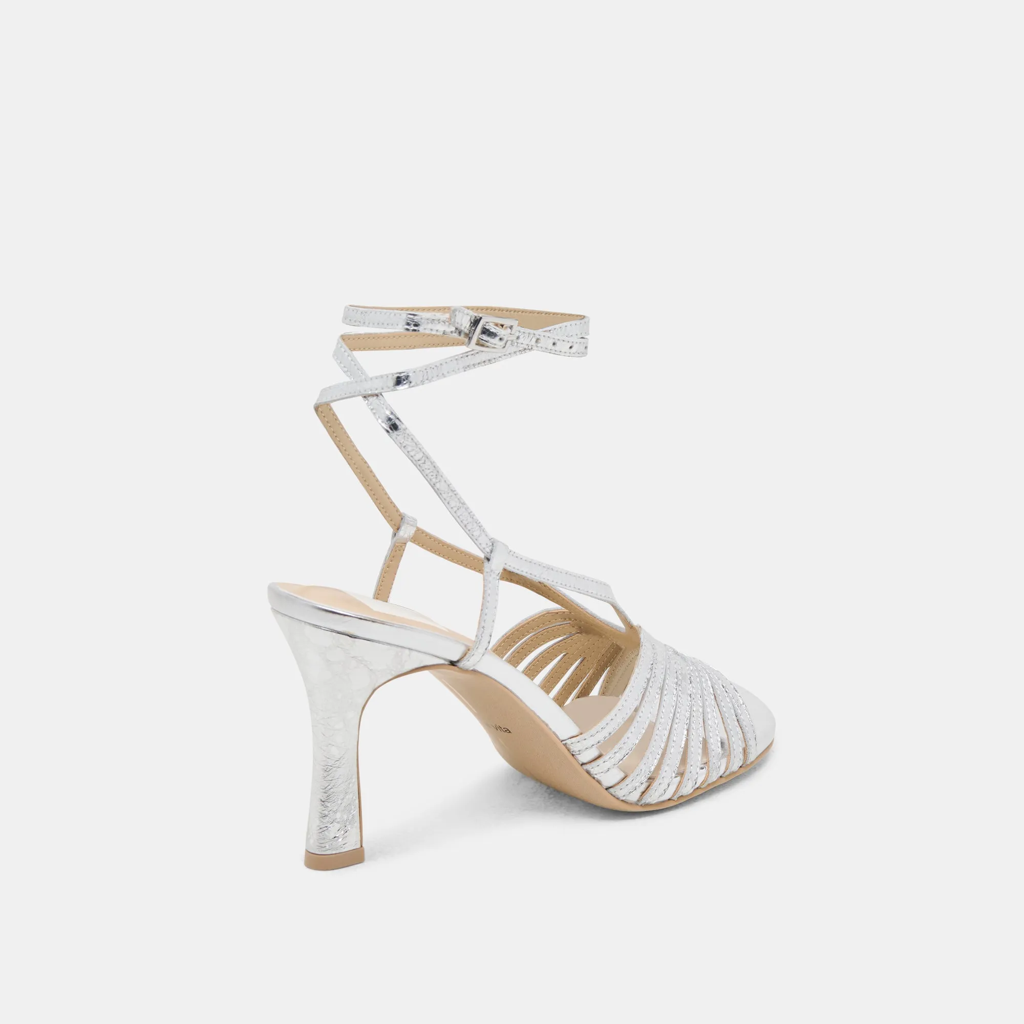 NIVANA HEELS SILVER DISTRESSED LEATHER