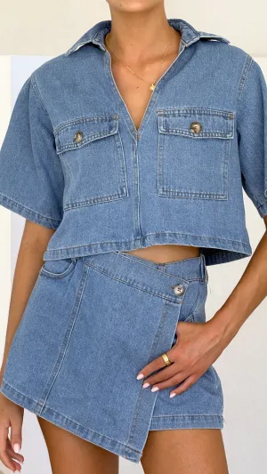 Olivia Top and Skort Set - Light Denim