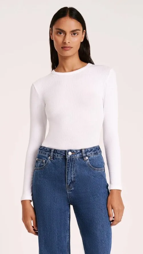 Organic Rib LS Tee - White