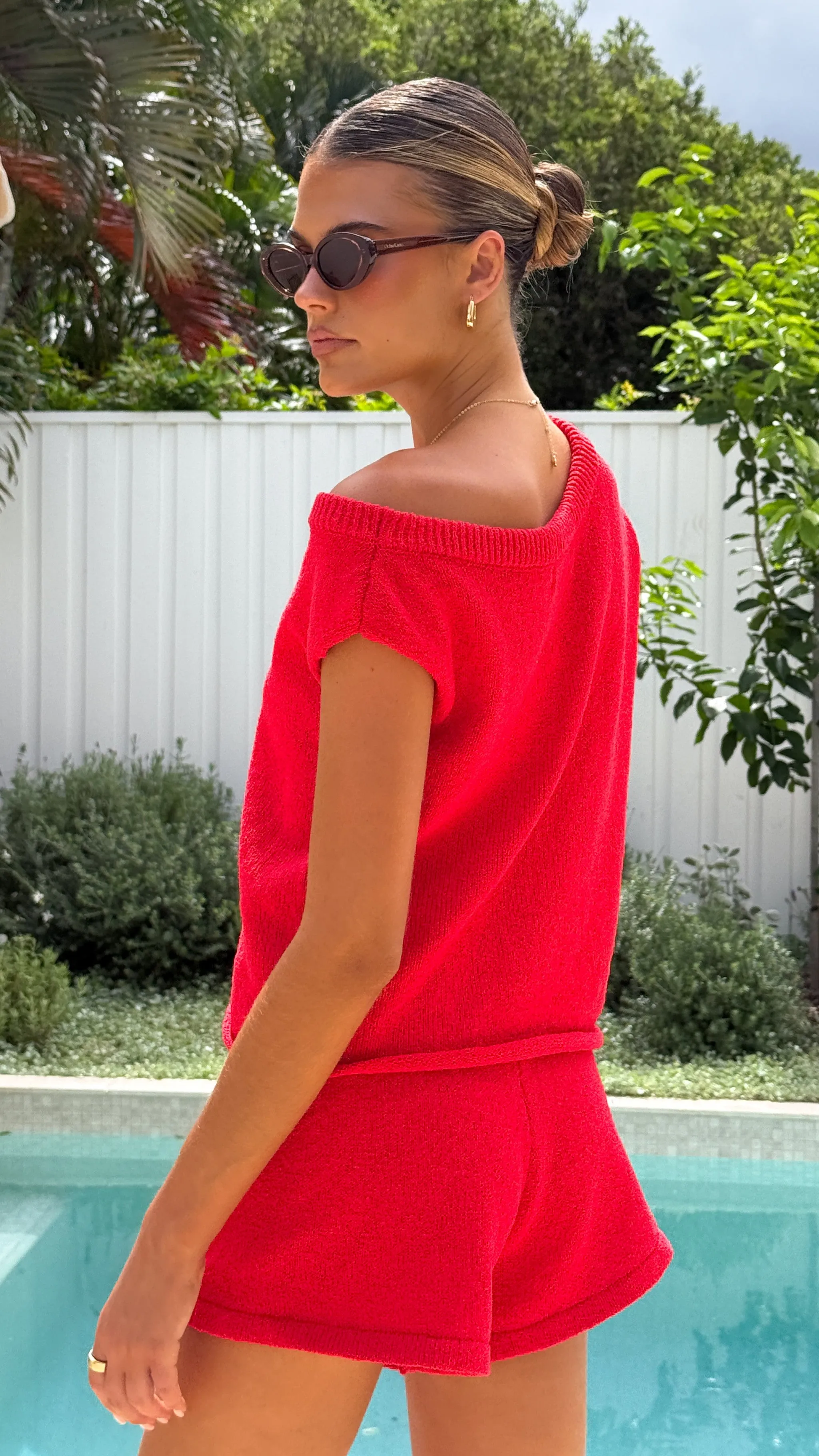 Robin Off Shoulder Top - Red