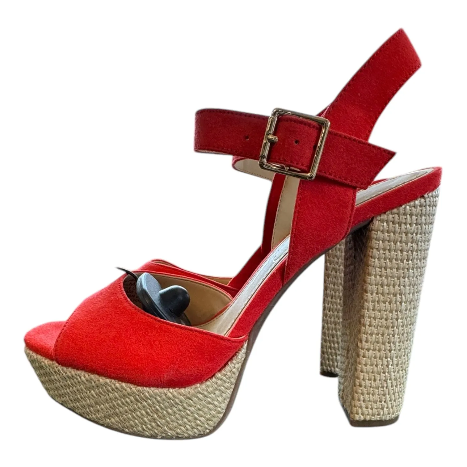 Shoes Heels Block By Jessica Simpson In Cream & Red, Size:6.5