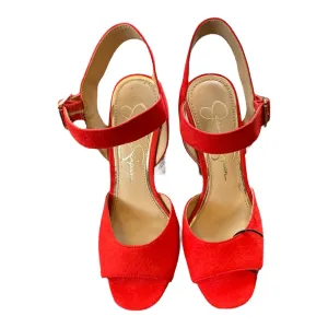 Shoes Heels Block By Jessica Simpson In Cream & Red, Size:6.5