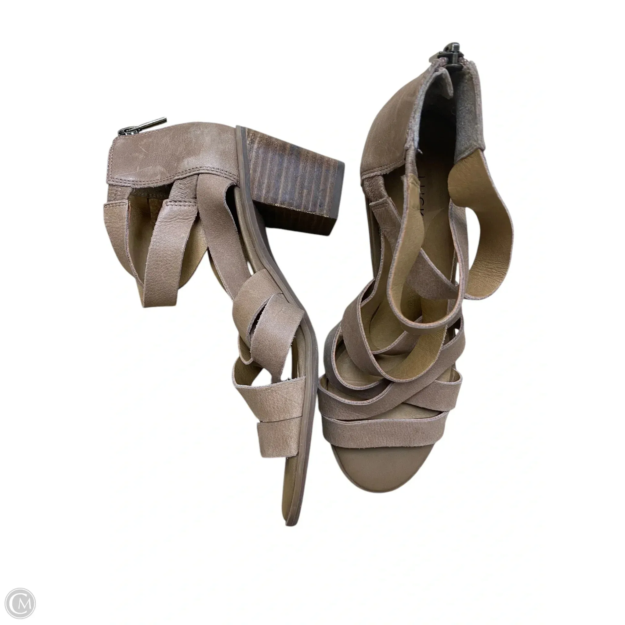 Shoes Heels Block By Lucky Brand In Taupe, Size: 6.5