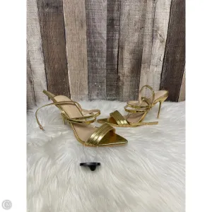 Shoes Heels Stiletto By Pretty Little Thing In Gold, Size: 5