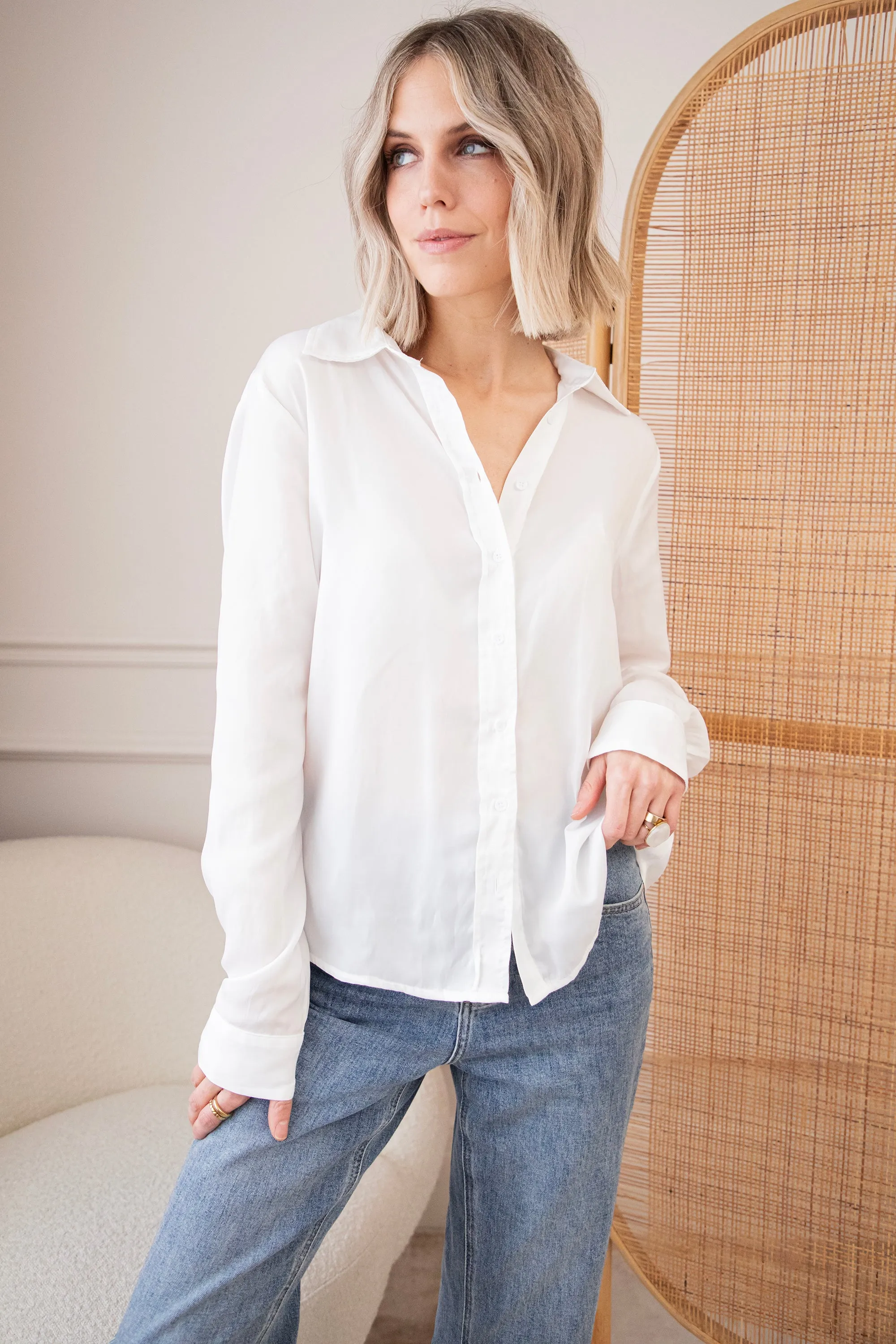 Soft As Satin White - Blouse