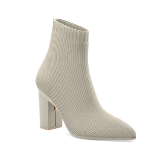 The Bootie Bone Knit   Block Heel Kit 4 Bone - FINAL SALE