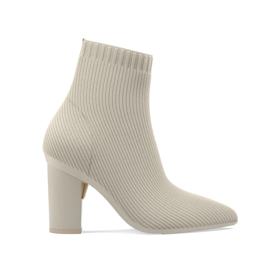 The Bootie Bone Knit   Block Heel Kit 4 Bone - FINAL SALE